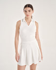Allure Polo Top - Cloud White + Green
