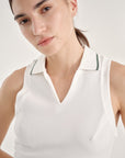 Allure Polo Top - Cloud White + Green