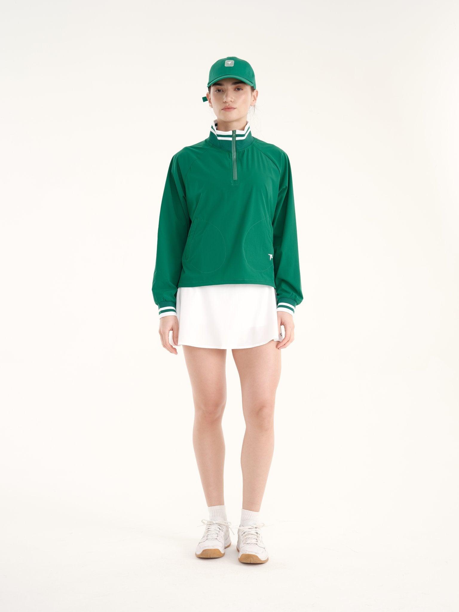 Line Hoodie, Green & White