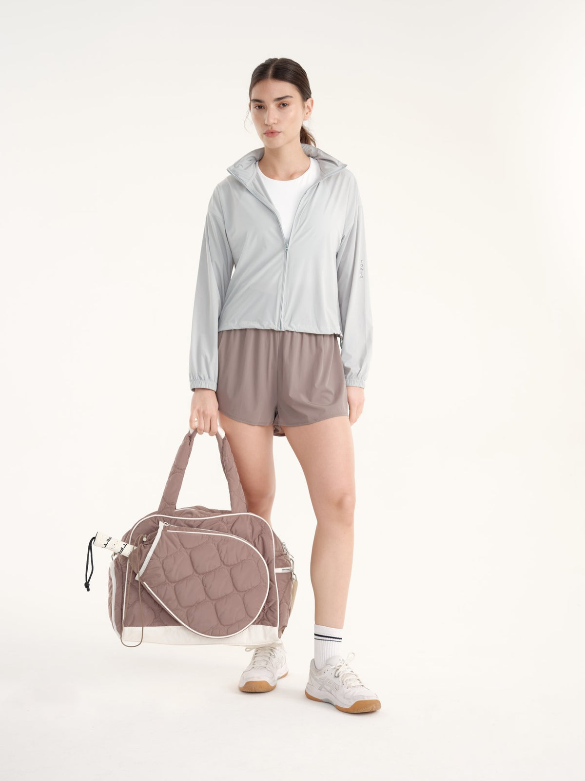 Allure Bag in Grey Brown, full-length look