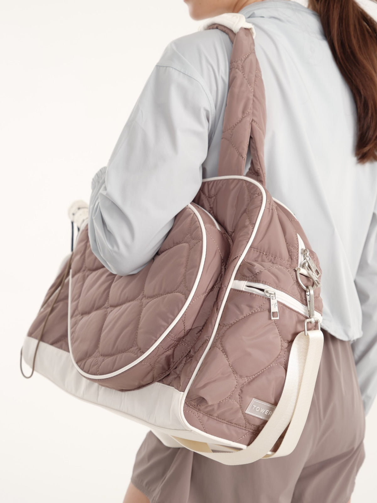 Allure Bag - Grey Brown + Off White Piping