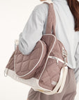 Allure Bag - Grey Brown + Off White Piping