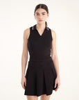 Allure Polo Top - Jet Black + White