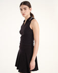 Allure Polo Top - Jet Black + White