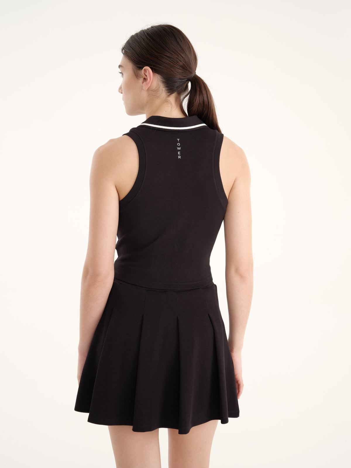 Allure Polo Top - Jet Black + White