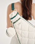 Allure Padel Racket Bag - Off White + Green Piping