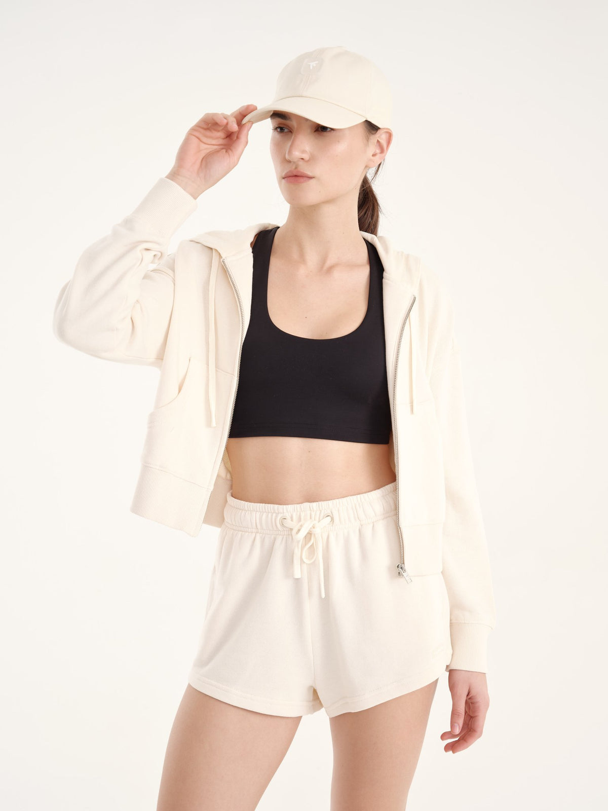 Timeless Full Zipper Sweatshirt - Butter White