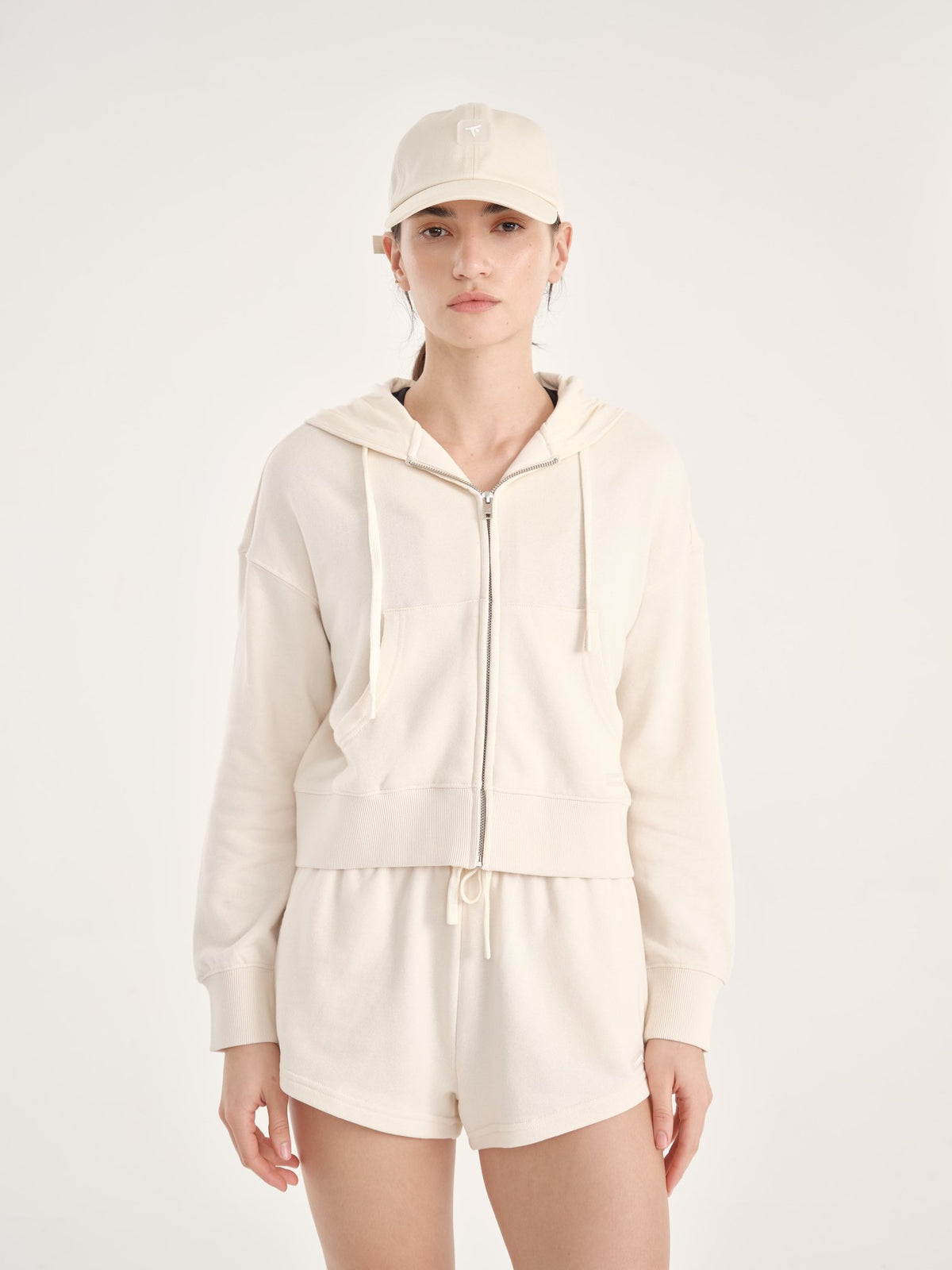 Timeless Full Zipper Sweatshirt - Butter White