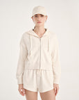 Timeless Full Zipper Sweatshirt - Butter White