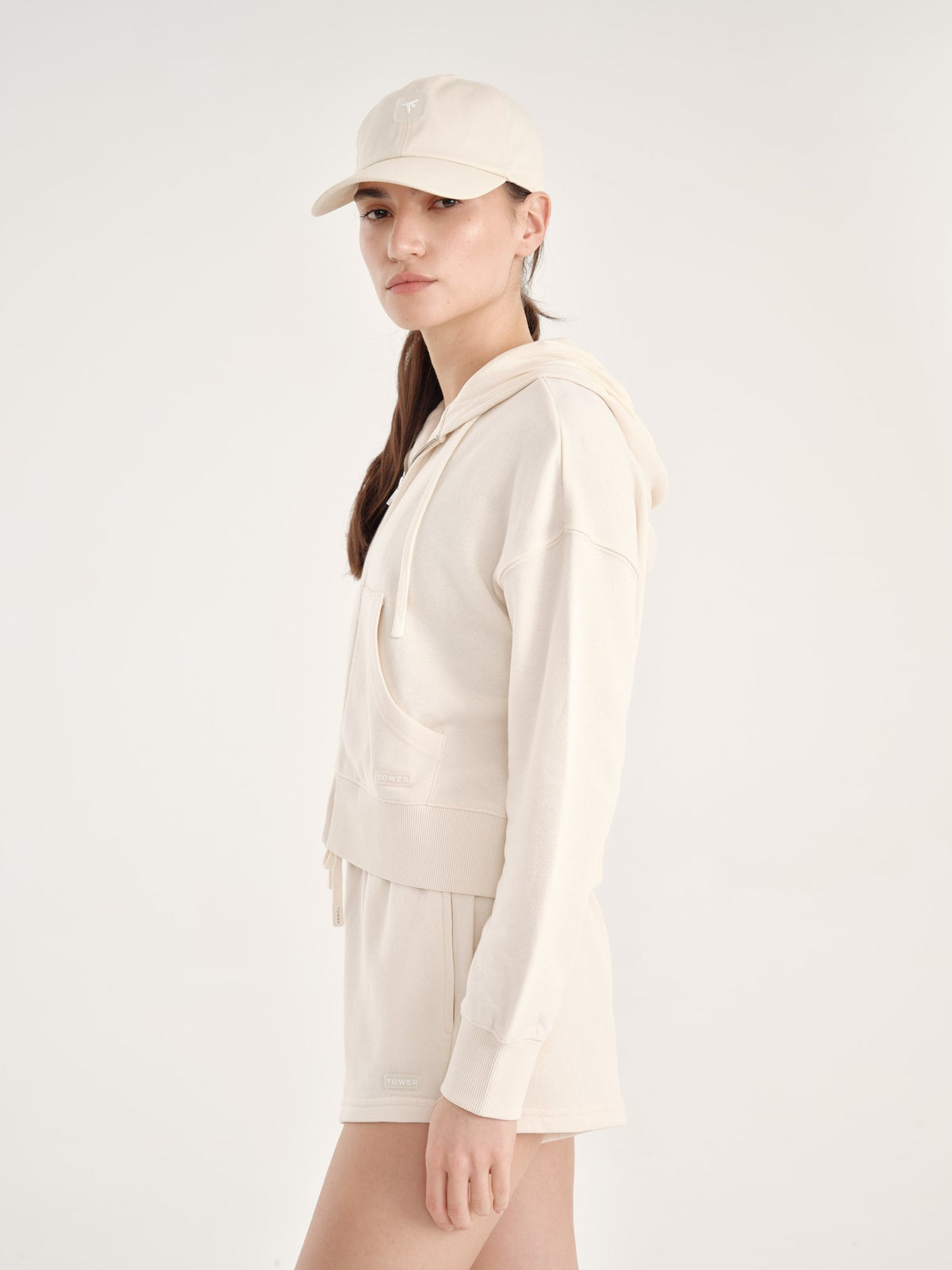 Timeless Full Zipper Sweatshirt - Butter White
